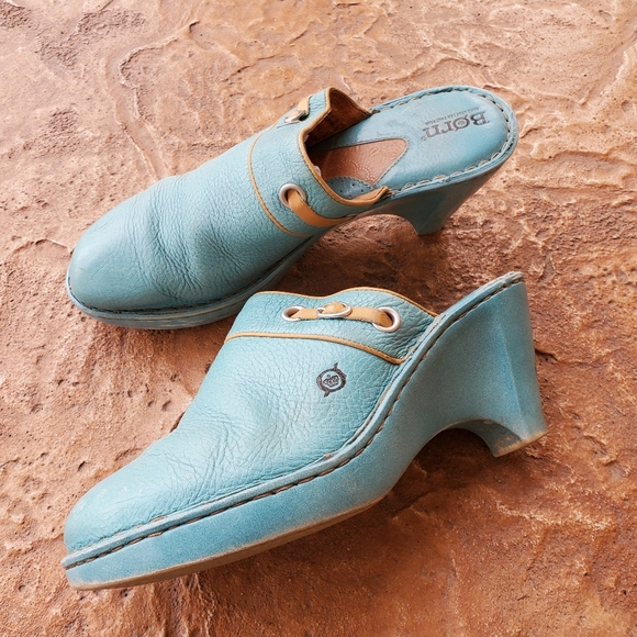 Born Shoes - Born Turquoise Moccasin Style Clogs Mules 10